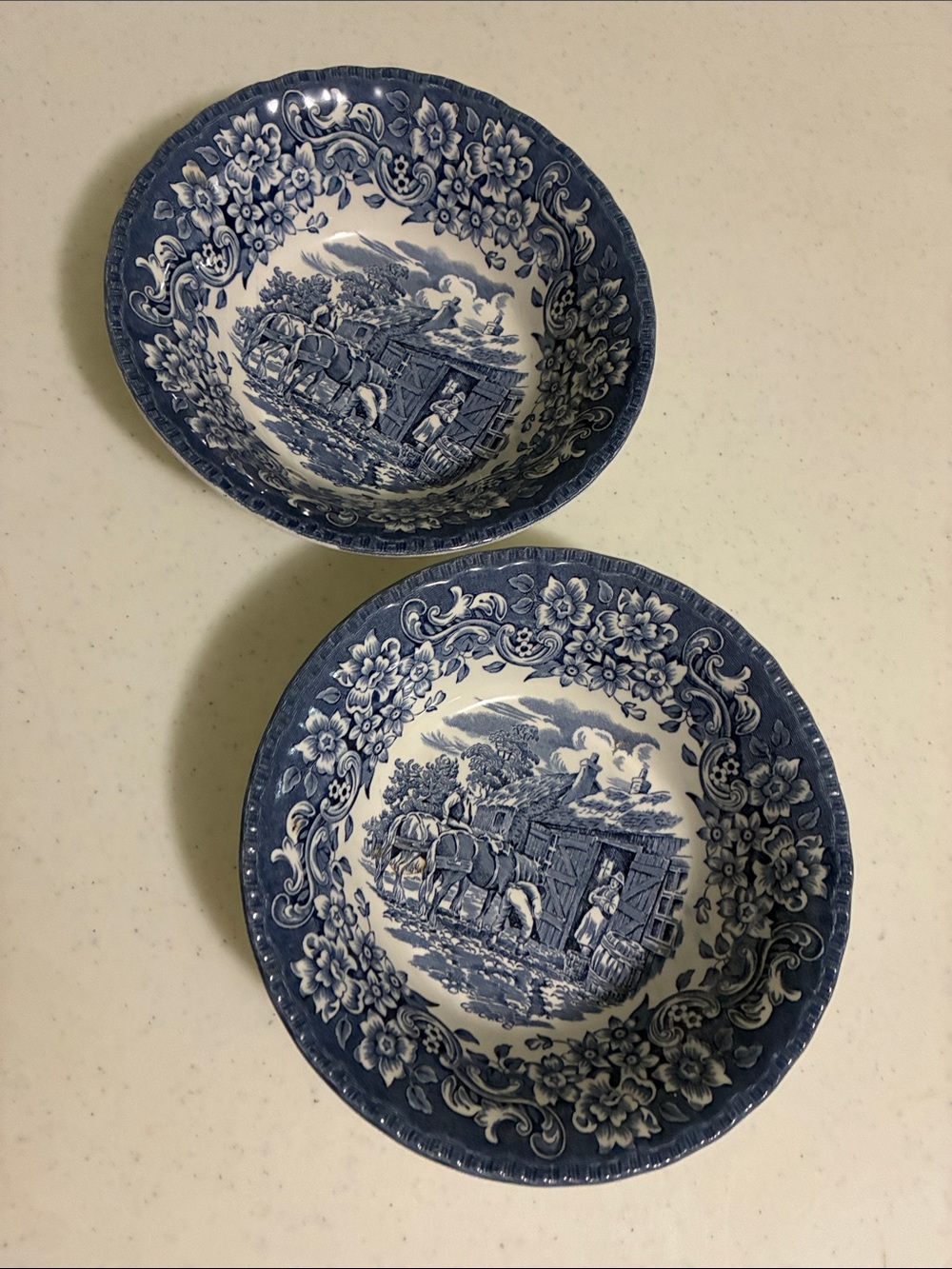 Vintage English Ironstone “Dickens Series” glazed ceramic bowls